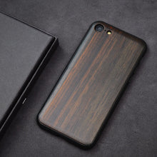 Load image into Gallery viewer, Popular Black Ebony Wood Phone Case for iPhone 7 Carved Skull Flower Wooden iPhone 7 Plus 6 6s 8 Plus Case For iPhone 8 Cover