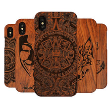 Load image into Gallery viewer, Carved Tiger Dragon Luxury Wood Phone Case For Apple iPhone X XS Max XR 5 5S SE 6 6plus 6S 7 8 Plus Full Wooden Case Cover