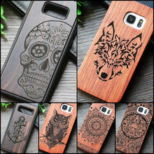 Load image into Gallery viewer, Indian Tribal Wolf Skull Wood Phone Case For Samsung Galaxy Note 8 9 S7 Edge Dragon Flower Wooden Galaxy S8 S9 Plus Cases Cover