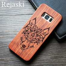 Load image into Gallery viewer, Indian Tribal Wolf Skull Wood Phone Case For Samsung Galaxy Note 8 9 S7 Edge Dragon Flower Wooden Galaxy S8 S9 Plus Cases Cover