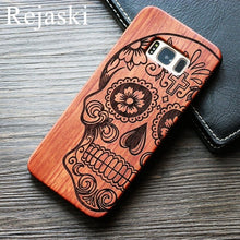 Load image into Gallery viewer, Indian Tribal Wolf Skull Wood Phone Case For Samsung Galaxy Note 8 9 S7 Edge Dragon Flower Wooden Galaxy S8 S9 Plus Cases Cover