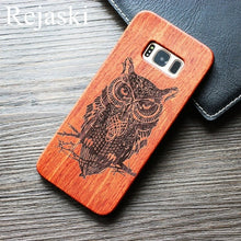 Load image into Gallery viewer, Indian Tribal Wolf Skull Wood Phone Case For Samsung Galaxy Note 8 9 S7 Edge Dragon Flower Wooden Galaxy S8 S9 Plus Cases Cover