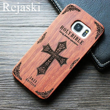 Load image into Gallery viewer, Indian Tribal Wolf Skull Wood Phone Case For Samsung Galaxy Note 8 9 S7 Edge Dragon Flower Wooden Galaxy S8 S9 Plus Cases Cover