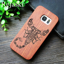 Load image into Gallery viewer, Indian Tribal Wolf Skull Wood Phone Case For Samsung Galaxy Note 8 9 S7 Edge Dragon Flower Wooden Galaxy S8 S9 Plus Cases Cover