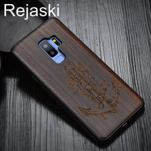 Load image into Gallery viewer, Indian Tribal Wolf Skull Wood Phone Case For Samsung Galaxy Note 8 9 S7 Edge Dragon Flower Wooden Galaxy S8 S9 Plus Cases Cover