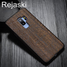 Load image into Gallery viewer, Indian Tribal Wolf Skull Wood Phone Case For Samsung Galaxy Note 8 9 S7 Edge Dragon Flower Wooden Galaxy S8 S9 Plus Cases Cover