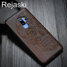 Load image into Gallery viewer, Indian Tribal Wolf Skull Wood Phone Case For Samsung Galaxy Note 8 9 S7 Edge Dragon Flower Wooden Galaxy S8 S9 Plus Cases Cover
