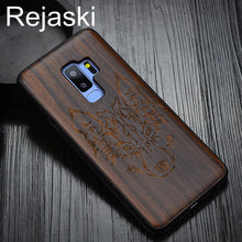 Load image into Gallery viewer, Indian Tribal Wolf Skull Wood Phone Case For Samsung Galaxy Note 8 9 S7 Edge Dragon Flower Wooden Galaxy S8 S9 Plus Cases Cover