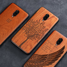 Load image into Gallery viewer, Oneplus 6t Case Boogic Original Real Wood funda Oneplus 6T Rosewood TPU Shockproof Back Cover Phone Shell One plus 6T case