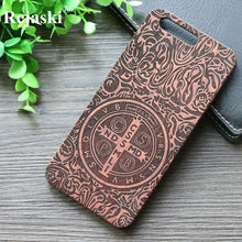 Load image into Gallery viewer, Indian Tribal Wolf Skull Wood Phone Case For Samsung Galaxy Note 8 9 S7 Edge Dragon Flower Wooden Galaxy S8 S9 Plus Cases Cover