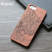 Load image into Gallery viewer, Indian Tribal Wolf Skull Wood Phone Case For Samsung Galaxy Note 8 9 S7 Edge Dragon Flower Wooden Galaxy S8 S9 Plus Cases Cover