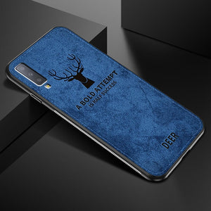 Cloth Fabric Deer Phone Case For Samsung A7 2018 Soft Silicone Back Case For Samsung A50 S10 Plus S10e A6 A8 J6 Plus A30 Protect