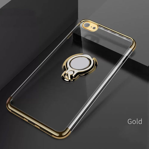 Applicable iphoneXS transparent mobile phone case TPU three-section electroplating car ring Apple XR / 7P silicone protective co